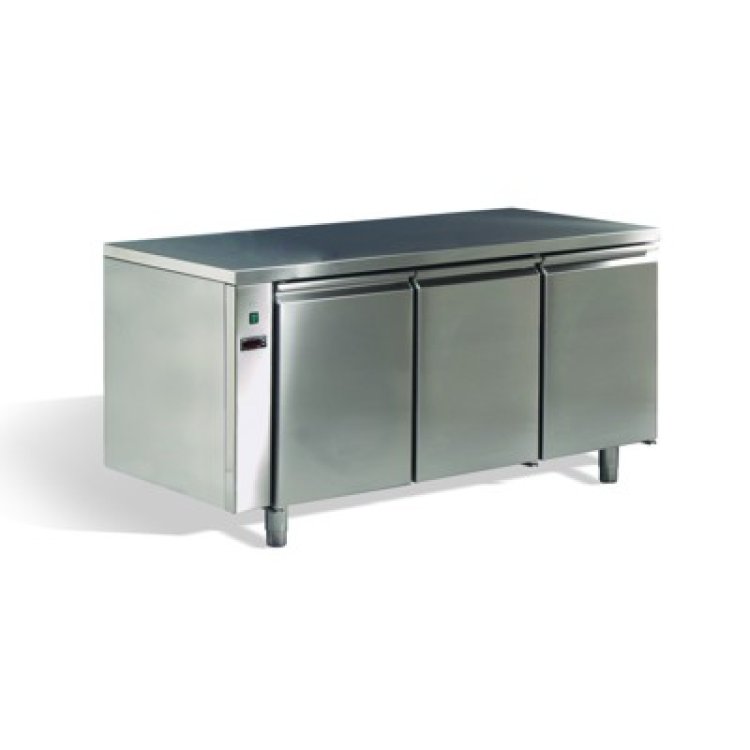 Frigo tavolo inox 3 porte remoto 0°+8° cm.150x70 h.85