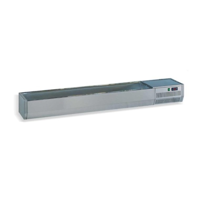 VETRINA REFRIGERATA INOX 9 GN.1/3 S/VETRO CM.205X37 H.22 Vetrina refrigerata inox 9 gn.1/3 s/vetro cm.205x37 h.22