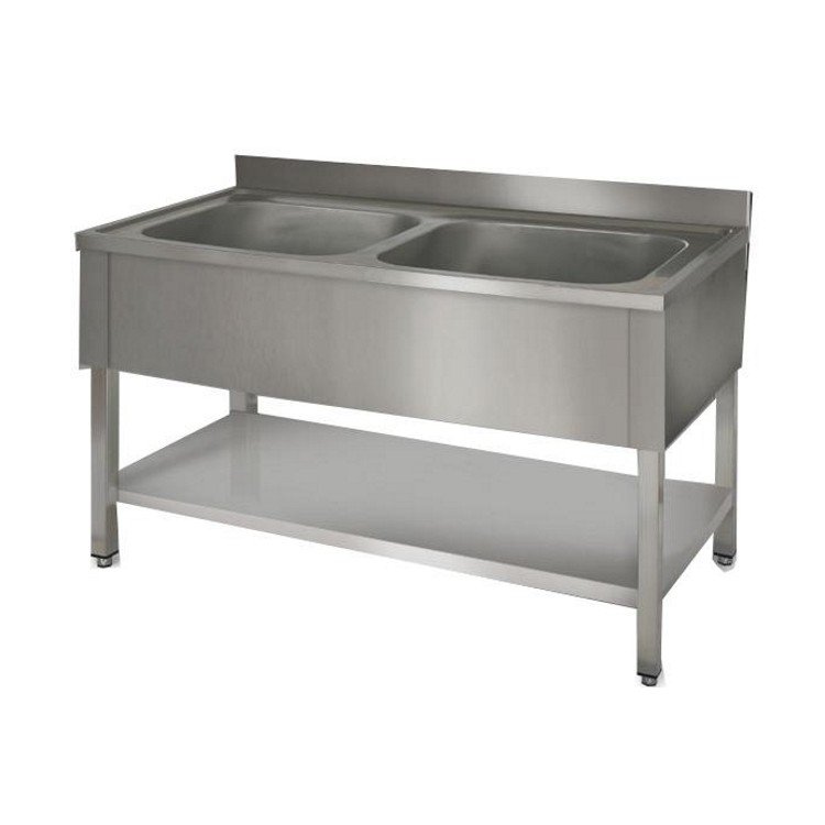 LAVELLO APERTO RIPIANO 2 VASCHE 120X60X85 Lavello aperto ripiano 2 vasche 120x60x85