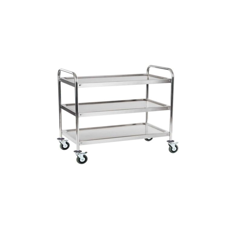 CARRELLO INOX 3 PIANI CM.100x50 h.85 Portata kg.120 con freno Carrello inox 3 piani cm.100x50 h.85 portata kg.120 con freno