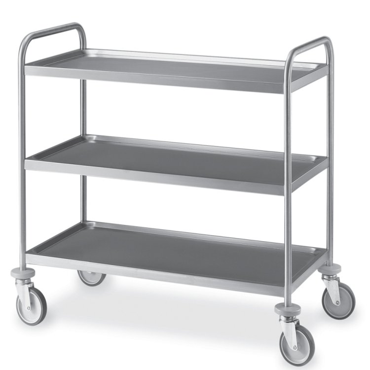CARRELLO INOX 3 PIANI CM.109x59 h.95 Portata kg.150 Carrello inox 3 piani cm.109x59 h.95 portata kg.150