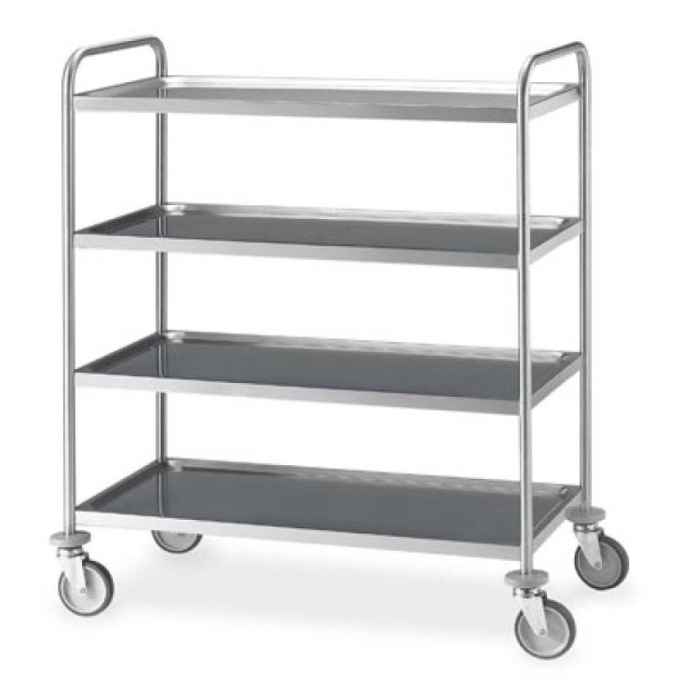 CARRELLO INOX 4 PIANI CM.109X59 H.126 PORTATA KG.150 Carrello inox 4 piani cm.109x59 h.126 portata kg.150