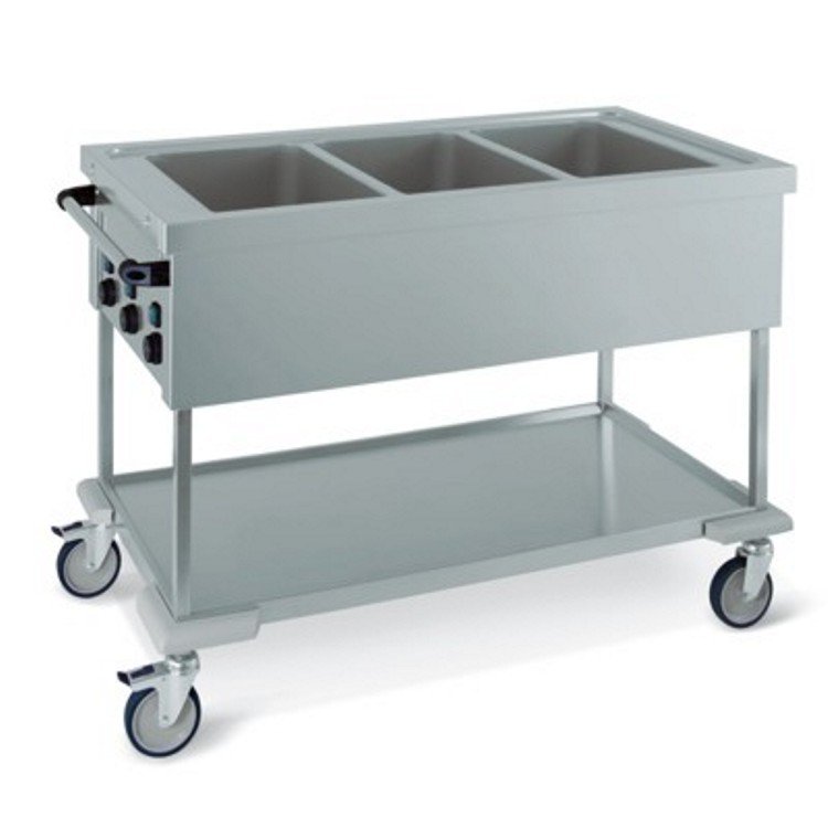 Carrello inox bagnomaria 3 gn.1/1 indipendenti 600w